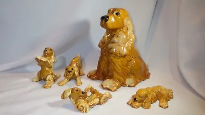 Royal Haeger  Golden  Cocker Spaniel And Four Puppies With Original Stickers • $89.99