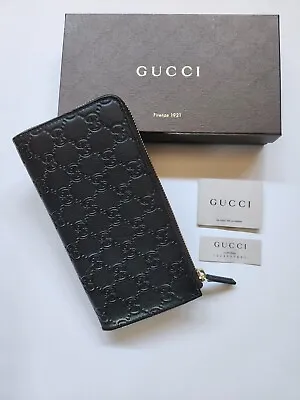 Gucci Dark Brown Guccissima Leather Continental Long Wallet Zipper Closure • $395