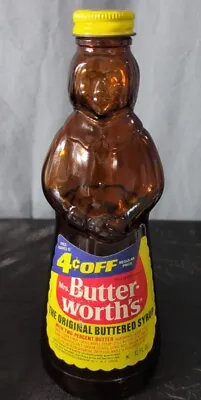 Vintage Mrs. Butterworth's Syrup 70s/ 80s?? Glass Bottle 12 Oz  W/ Label & Cap   • $14.99