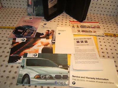 BMW 2002 E39 530i Sedan Owner's 1 Set Of 9 Manuals/Papers & BLACK BMW 1 Case • $221