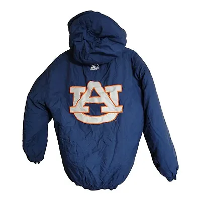 University Of Auburn Tigers Starter Jacket Thick Hooded Men's Sz XL Nylon  • $119.99