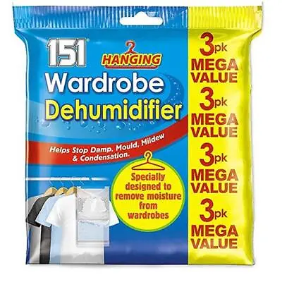 Hanging Wardrobe Dehumidifier Stop Damp Anti Mould Mildew Moisture Condensation • £5.39