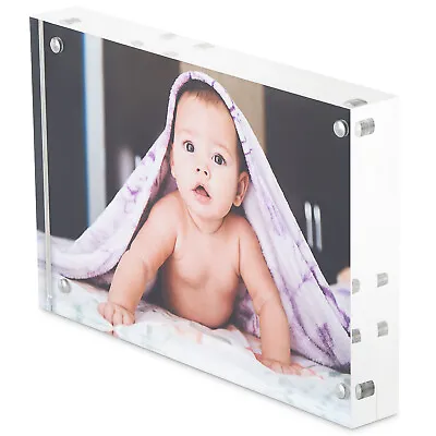 £9.45 • Buy Free Standing 6 X 4 Acrylic Photo Block /Picture Frame Use Portrait Or Landscape