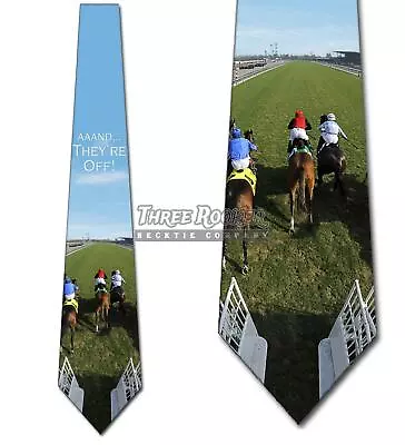 And They're Off Men's Tie Equestrian Neck Ties Horse Racing Necktie New • $18.75