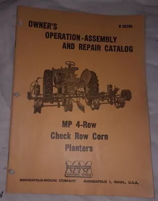 MINNEAPOLIS-MOLINE Repair Catalog 4 Row Check Row Corn Planter No R 2020a • $44.99