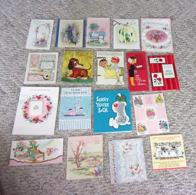 Vintage Greeting Cards Lot Of 18 Get Well Cards USED BEAUTIFUL DESIGN • $27.55