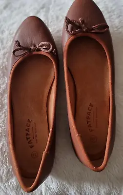 Women's Flat Shoes BROWN TAN LEATHER SHOES Fat Face Size 5 • £29.99