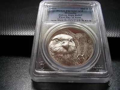 2023 Mongolia Silver 1 Oz Falcon First Day Of Issue 500 Togrog PCGS PR70 DCAM • $135