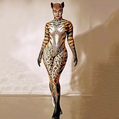 $109.98 • Buy Tiger Print Long Jumpsuit Nightclub Bar Stage Dance Costume Cosplay Costume