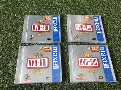 4x Maxell DVD-RW 120 Minutes 4.7gb Data Black Disks ( New Sealed) • £6.50