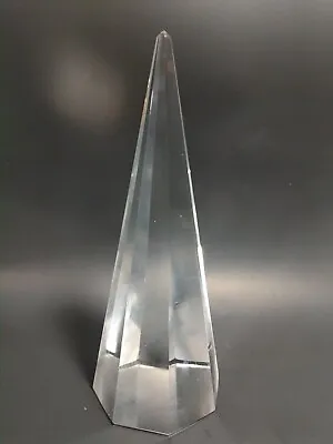  Clear Crystal Glass Pyramid 8 Sided Paperweight Bookend 10” Tall Smooth Bottom • $75