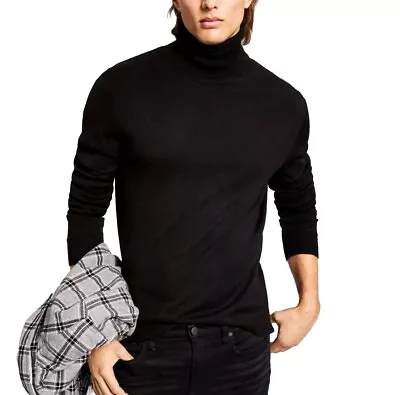 And Now This Men's Solid Turtleneck Sweater 100% Acrylic Black Size Large $49 • $36
