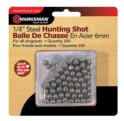 Marksman 250 COUNT 1/4  Steel Hunting Shot BBs For All Slingshots 3100 • $9.38