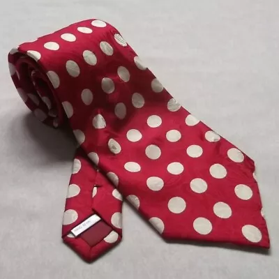 Tie Mens SILK Necktie POLKA DOT Neck Tie RED WHITE DOTS Spotty Spots • £9.99