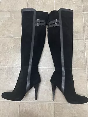 Michael Kors Black Suede High Heel Knee High Boots Size 10 M • $80