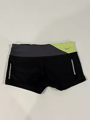 Womens Nike Running Neon Spandex Running Compression Shorts XS Black Grey • $14