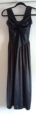 Vintage Lady Cameo Dallas Calf Length Nightgown Twist Bodice Black Nylon S Small • $19.99