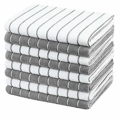Microfiber Tea Towels Stripe Designed Soft Super Absorbent Kitchen Towels 8 Pcs • £15.68