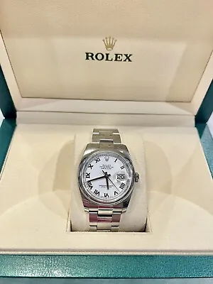$3050 • Buy Rolex Datejust 116200 36MM Watch Oyster Band White Roman Dial 