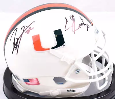 Ray Lewis Ed Reed Signed Miami Hurricanes White Schutt Mini Helmet-BA W Hologram • $289