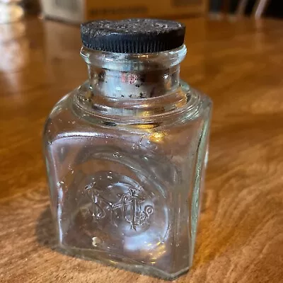 Sanford Vintage SMCo Embossed Clear Glass Ink Bottle Cork Top • $15