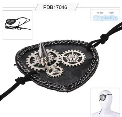 SN-A2-5 Deluxe Leather Gear Rivet Pirate Eyepatch Steampunk Costume Accessory • $8.47