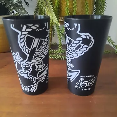 Set Of Two Sailor Jerry Plastic Cups Tattoo Glasses Tumbler New Anchor New Year • £6