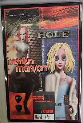 Marilyn Manson & Hole 1999 Concert Poster Pass & 2 Guitar Picks- Framed • $129