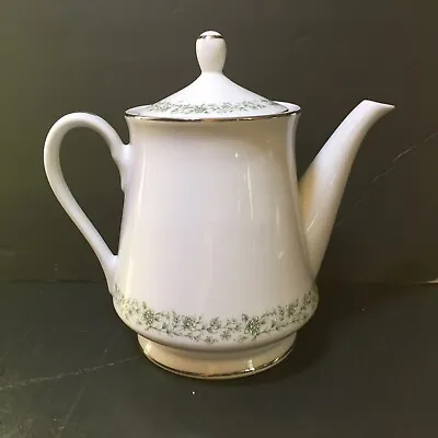 Coffee Tea Pot Montclair Mikasa G 9059 7.75  Tall Green Floral Vine • $24.99