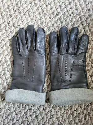 Vintage Mens Soft Black Leather Gloves Sz XL With Wool Inserts  • $12.50