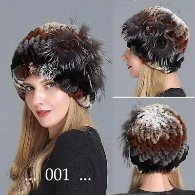 Handmade Women's Real Rex Rabbit Fur Winter Keep Warm Knit Hat • $18.99