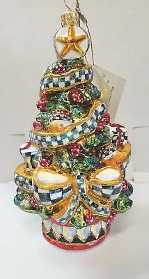 Mackenzie Childs Christmas Tree Courtly Check Blown Glass ORNAMENT NEW In BOX • $125