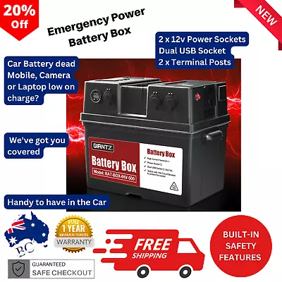 Giantz Battery Box With Inverter Deep Cycle Battery Portable Charger Car 12v USB • $166.41