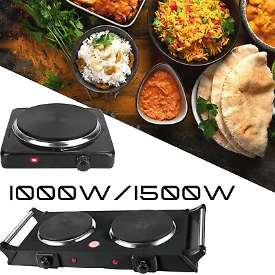 1000/1500W Double Single Portable Electric Hot Plate Table Top Hob Kitchen Stove • £14.49