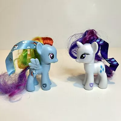 My Little Pony Cutie Mark Magic 3.5  Rarity Rainbow Dash Ribbon In Hair Figure • $16