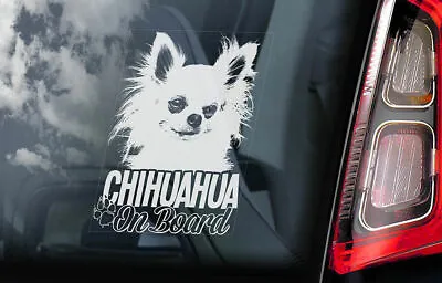 £3.99 • Buy Chihuahua Car Sticker - Dog On Board Long Haired Window Bumper Decal Gift V5