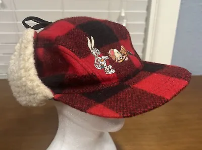 Vintage 1991 Bugs Bunny Elmer Fudd Flannel Ear Flap Hat OSFM Rare Warner Bros • $34.99