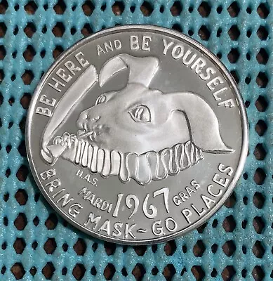 1967 (H.A.S.) BUNNY: Cajunland - Date Medal .999 FINE SILVER Mardi Gras Doubloon • $39.99