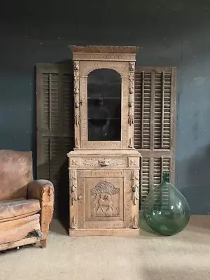 £400 • Buy Small French Carved Bookcase / Carved Oak Buffet / Antique French Bookcase