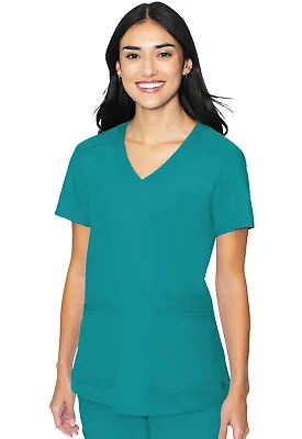 Med Couture MC Insight Women's Scrubs 3 Pocket Top MC2411 TEAL Teal Free Ship • $22.99