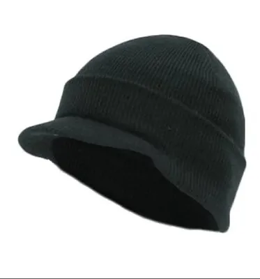 Winter Knit Hat Cap Beanie W/ Sun Visor Navy Blue Color Brand NEW In Pkg! • $5.49