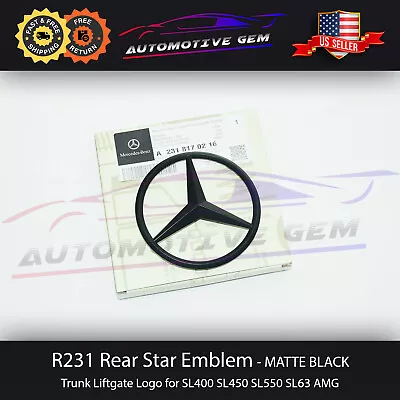 R231 SL63 AMG Trunk Star Emblem MATTE BLACK Rear Logo Badge Mercedes SL450 SL550 • $44.99