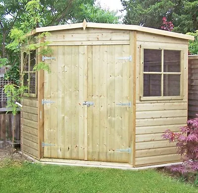 £799.94 • Buy Wooden Corner Garden Shed Wood Tongue Groove Pressure Treated Double Door Window