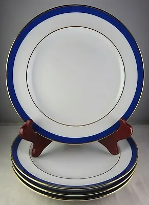 4 Vista Alegre EMA Blue Gala Salad Plates Cobalt Band & Gold Trim • $29.99