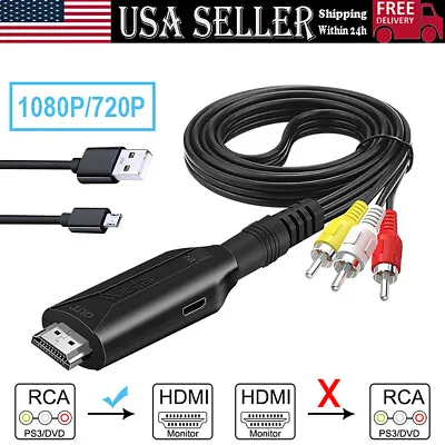 $11.98 • Buy RCA To HDMI Converter, AV To HDMI Cable, 3 RCA CVBS Composite To 1080P HDMI AV