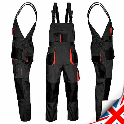 £20.29 • Buy Bib And Brace Overalls Heavy Duty Work Trousers Dungarees Knee Pad Pockets UK