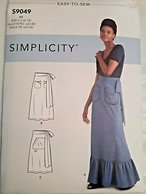 Wrap Apron Skirt Maxi Long Simplicity S9049 9049 Sewing Pattern 6-14 Pockets   • $8.39
