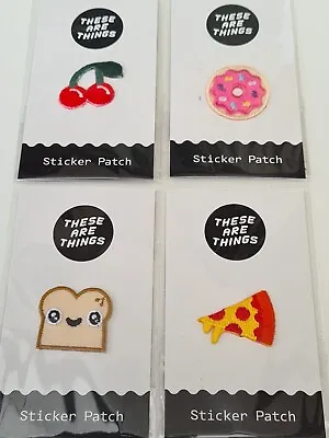 4 Embroidery Small Patch Sew On Iron On Badge Fabric Applique Cherries Pizza • £2