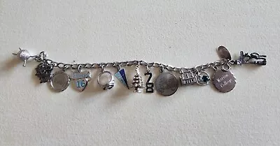 Vintage Sterling Silver 13 Charm Bracelet Lot 41.7 Grams • $40