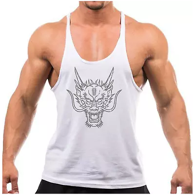 Dragon Head Gym Vest Bodybuilding Muscle Training Weightlifting Top • £8.99